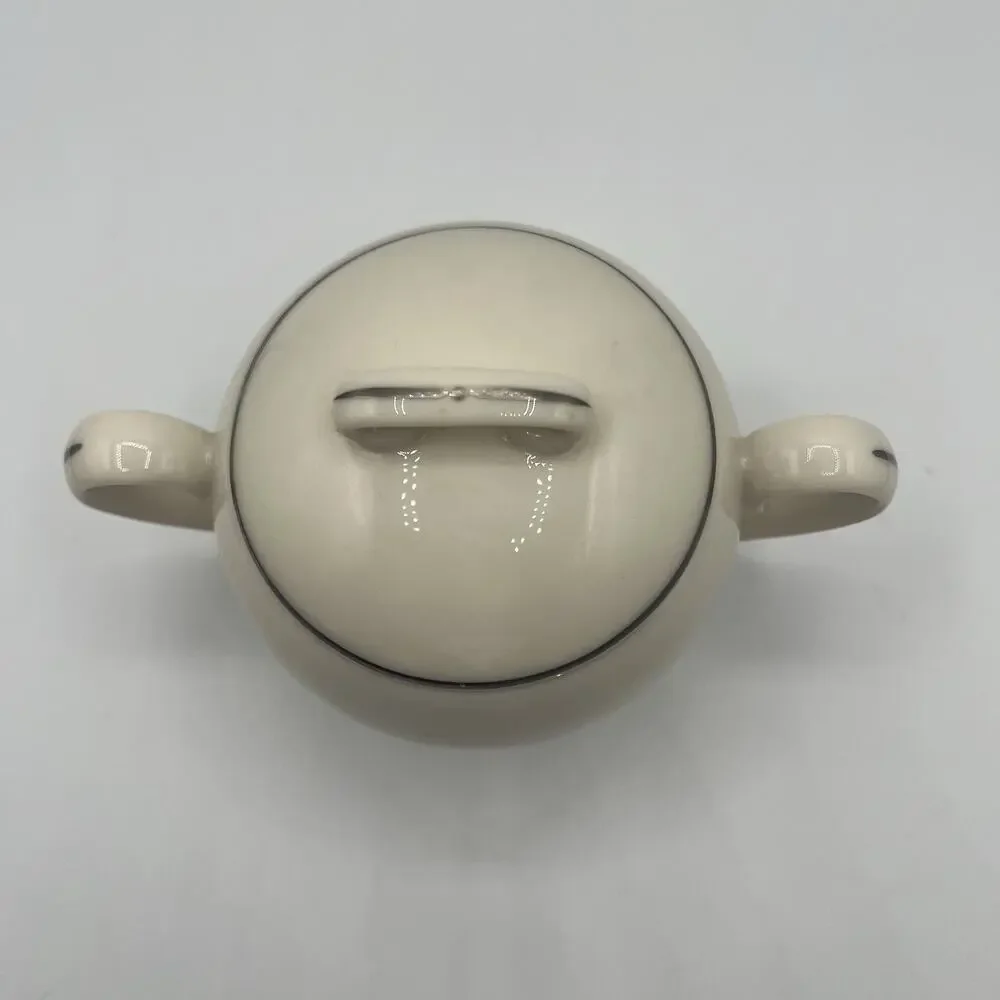 Vintage Lenox Olympia Platinum Covered Sugar Bowl with Lid – Ivory Bone China